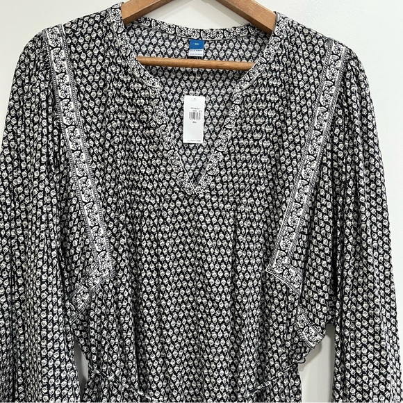 Old Navy Oversized Long Sleeve Printed Mini Dress Peasant Belted Balloon XXL - Picture 3 of 14